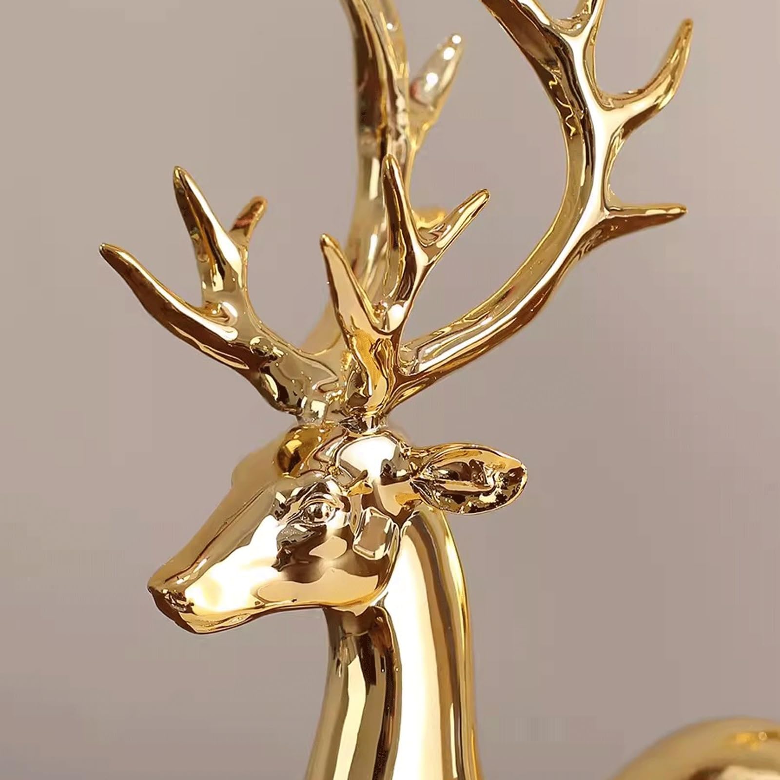 Wystrój Statuy Dwuczęściowy zestaw dekoracji szafki RTV Elk, lekki luksusowy wystrój domu, proces galwanizacji salonu, dekoracja na wino Figurka artystyczna(Rose gold)