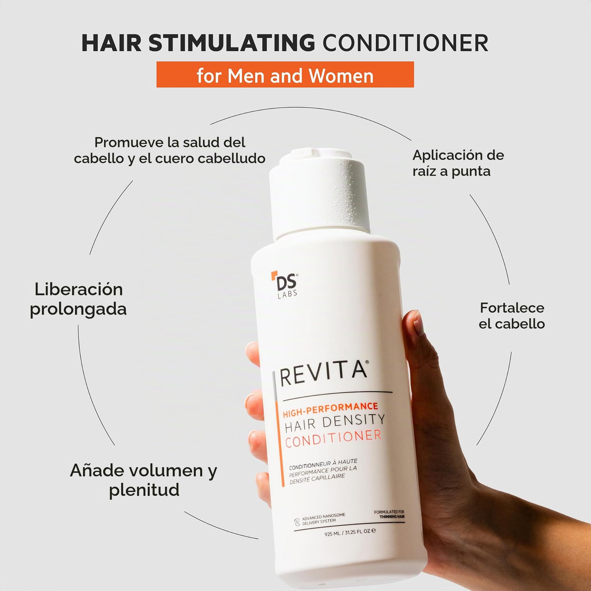 Revita Champú y acondicionador para adelgazamiento del cabello de DS Laboratories - Apoya el crecimiento del cabello para hombres y mujeres, espesa el cabello, sin sulfato, bloqueador de DHT (925 ml)