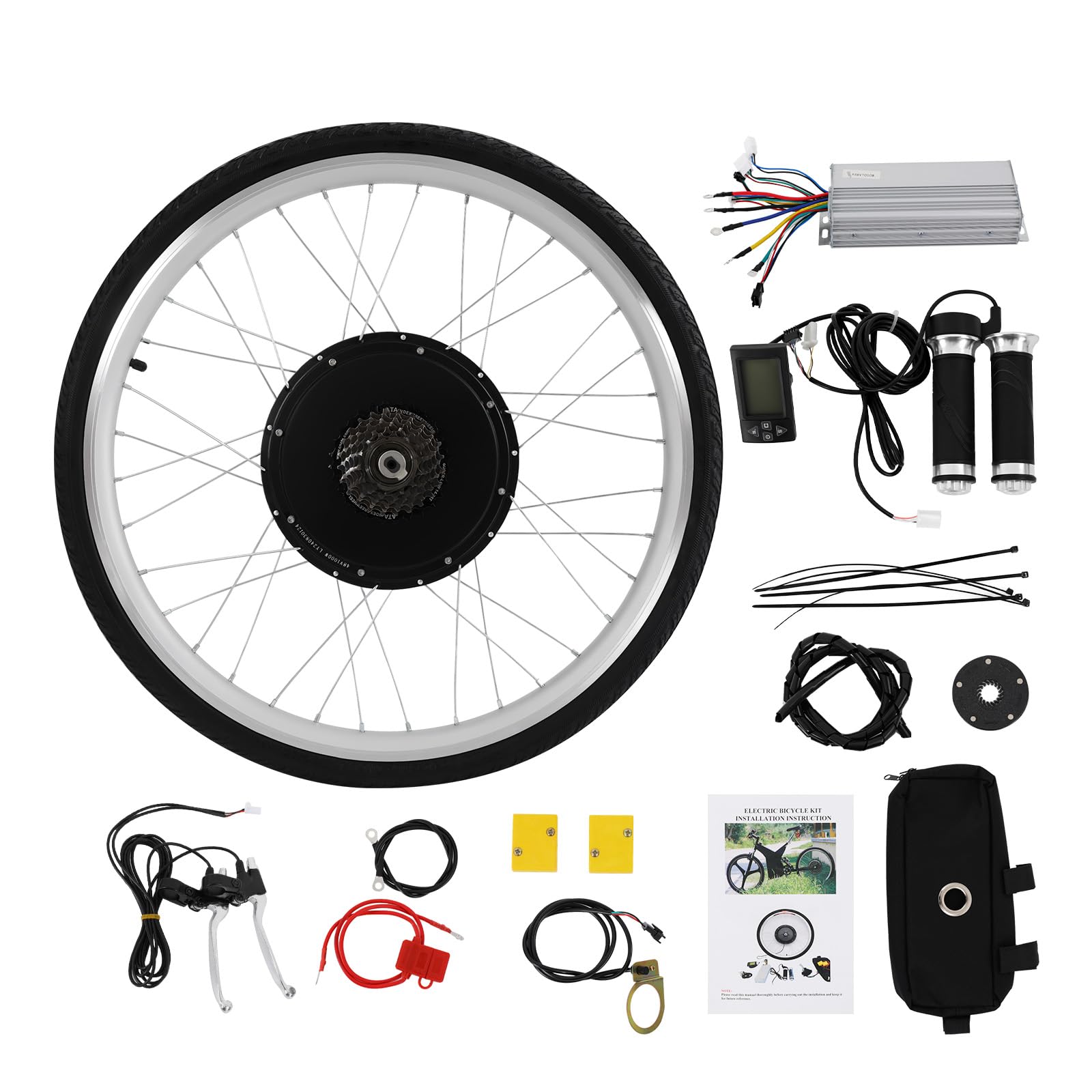 Kit de conversión para bicicletas eléctricas con pantalla LCD, bicicleta eléctrica de 26 pulgadas 48 V 1000 W Kit de conversión para bicicletas eléctricas, motor central para bicicletas eléctricas