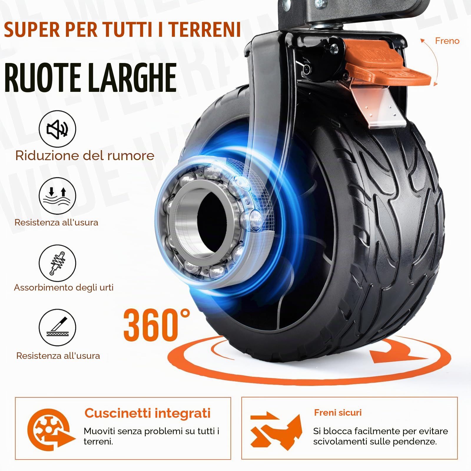 Overmont Carrello Spiaggia Pieghevole - 114CM Carrello da Giardino Pieghevole Esteso con Freni - 300L 200kg Carrelli da Trasporto con Ruote Grandi Tutti i Terreni - Ideale per Campeggio Shopping Sport