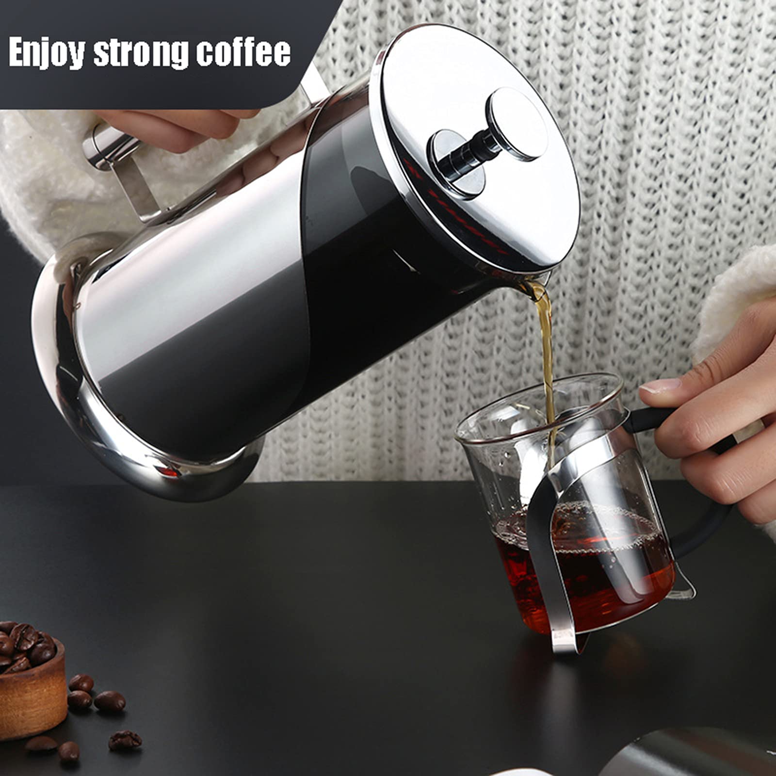 French Press ekspres do kawy - żaroodporny borokrzemowy praska do kawy ze stali nierdzewnej z 3-stopniowym filtrem - kawa i herbata - duża 1000 ml szklana karafka ekspres do kawy