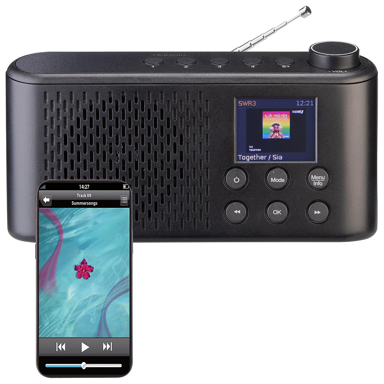 VR-Radio DAB+ Radios: Mobiles Akku-Digitalradio mit DAB+/FM, Farbdisplay, Bluetooth 5.3, 6 W (Mobile DAB, DAB-Kofferradio)
