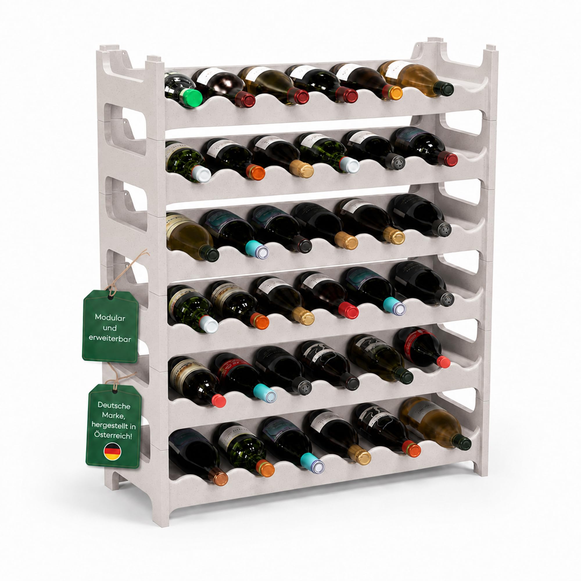 ARTECSIS® Weinregal stapelbar & modular erweiterbar Kunststoff für 12-72 Weinflaschen - Stabiles Flaschenregal & Getränkeregal Gastronomie-Qualität - Flaschen Weinständer & Weinflaschenhalter