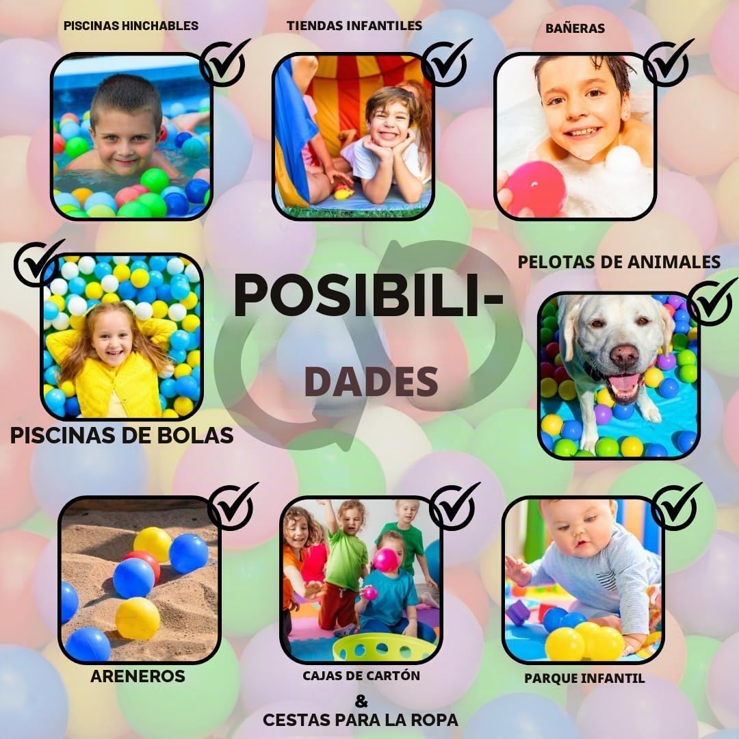 EKNA Pelotas de Juego de 5 cm de diámetro, 200 Unidades, Colores a Elegir para Piscina de Pelotas, Bolas de plástico de Colores