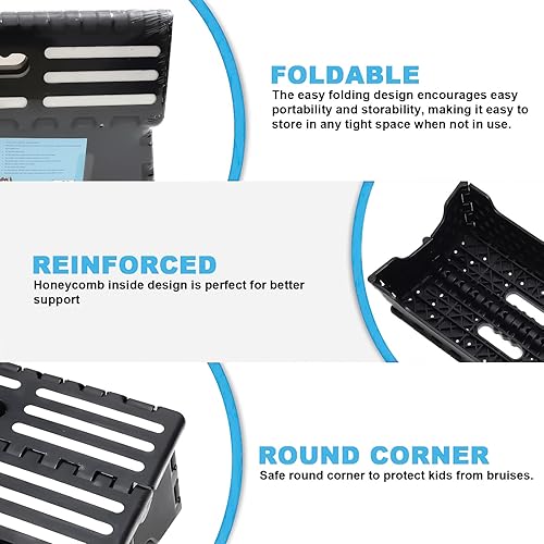 Miniatura 3 de Taburete plegable de 5 pulgadas para adultos, taburete portátil con asa, taburete plegable para niños mayores, adecuado para cocina, baño, inodoro,