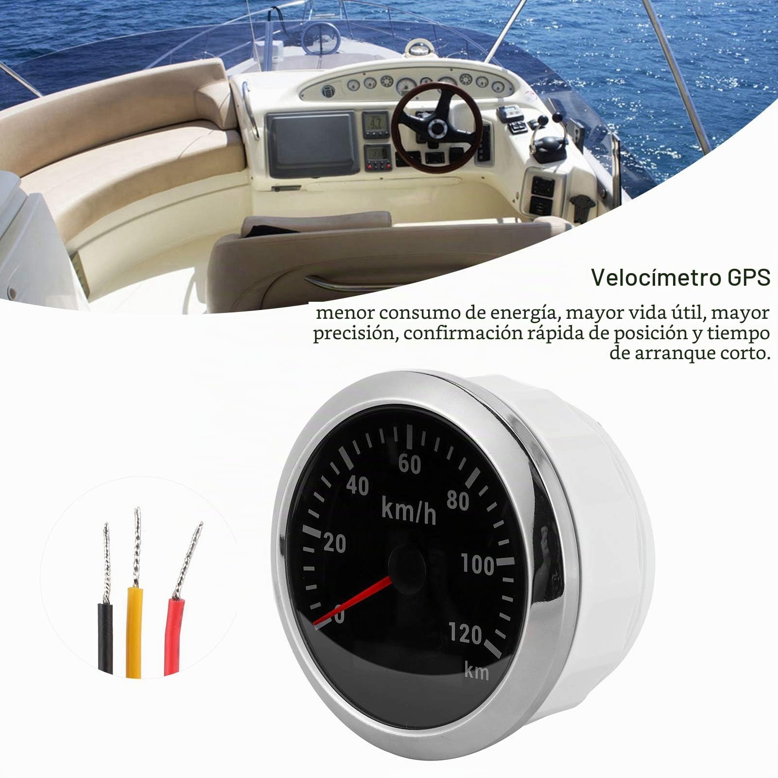 Velocímetro GPS Digital, Impermeable Acero Inoxidable 85mm, Odometer Multifunción 120 KM/H para Barco, Yate, Motocicleta, Coche