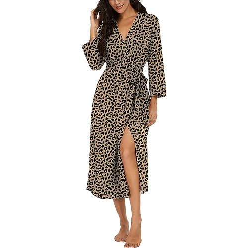 VINTATRE Women Kimono Robes Long Knit Bathrobe Lightweight Soft Knit Sleepwear V-neck Casual Ladies Loungewear