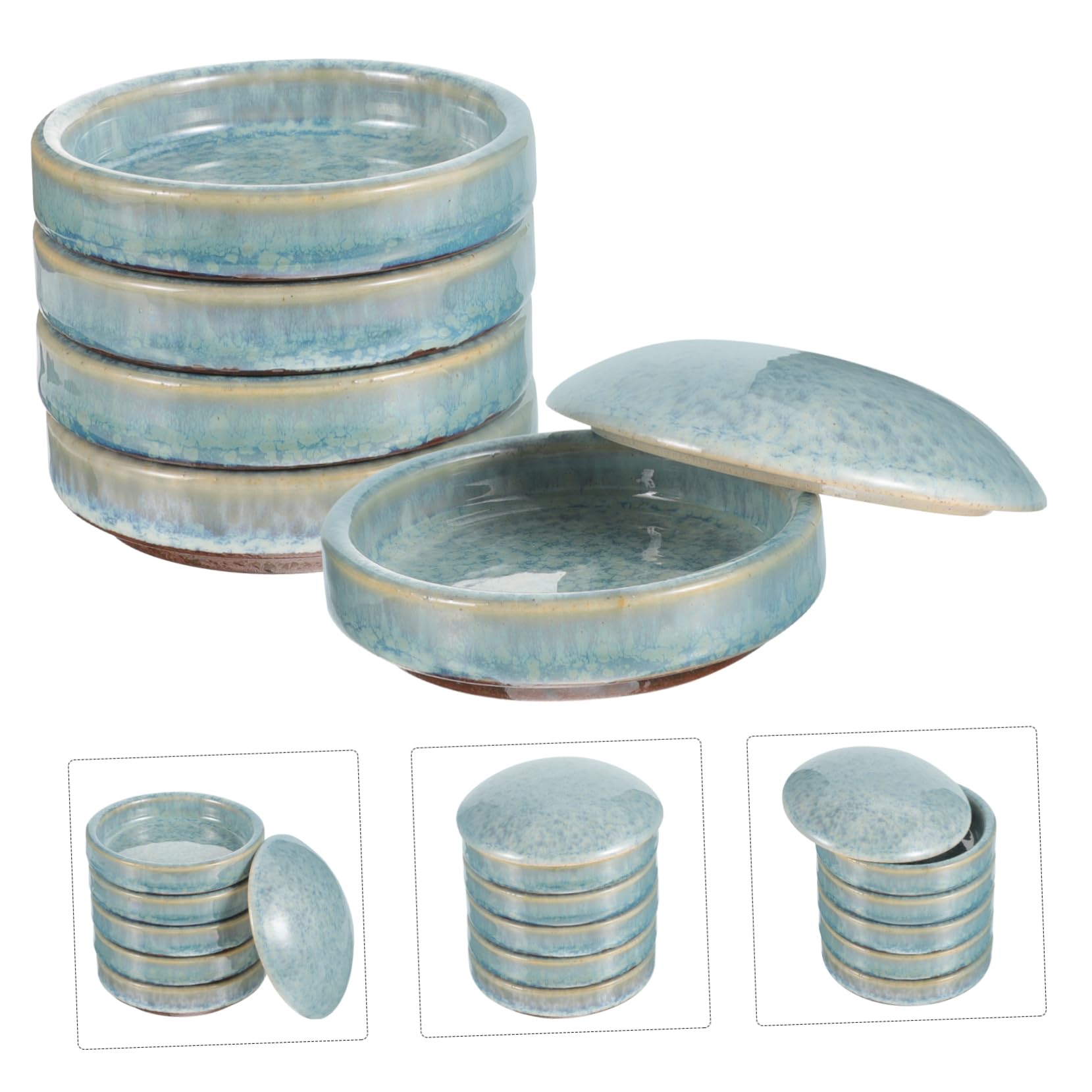 Anneome Keramik 5-lagige Farbmischschalen Satz für Aquarellmalerei mit Praktischem Deckel und Stapelbarer Struktur für Erwachsene Selbstgemacht Malutensilien