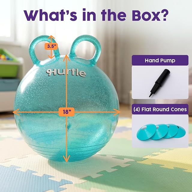 Foto 3 de 8 de Hurtle Pelota Saltarina con Purpurina 45,7 cm para Niños de 3 a 6 Años, de Salto con Asas