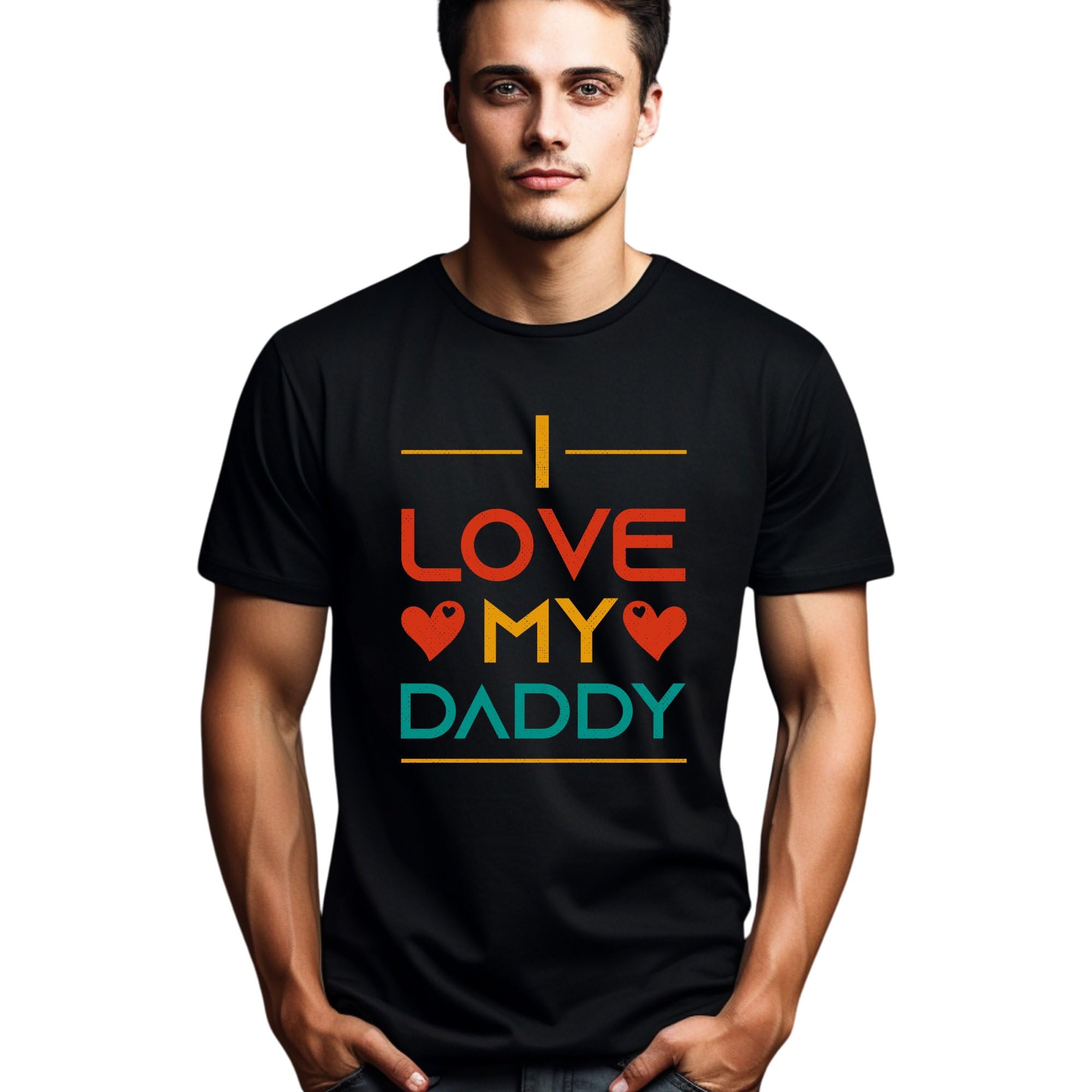 Seek Buy LoveLove My Daddy T-Shirt, Distressed Text Graphic Tee, Men's Casual Wear, Vintage Style Family Apparel