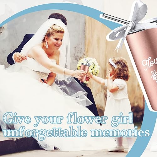 Miniatura 5 de Yungyan Vaso de regalo para niña de las flores, botella de agua con popote, cepillo de limpieza, cinta para propuesta de boda, regalo de fiesta de