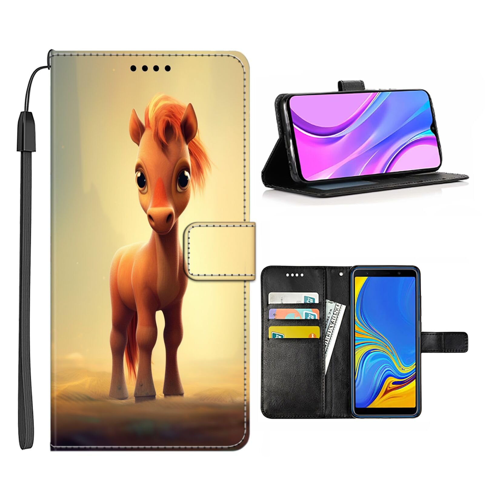 Elgzigok Wallet Phone Case for Google Pixel 6 Pro with Horse-aa11 - Stylish and Functional PU Leather-Free Smartphone Case with Card Holder Multicolor