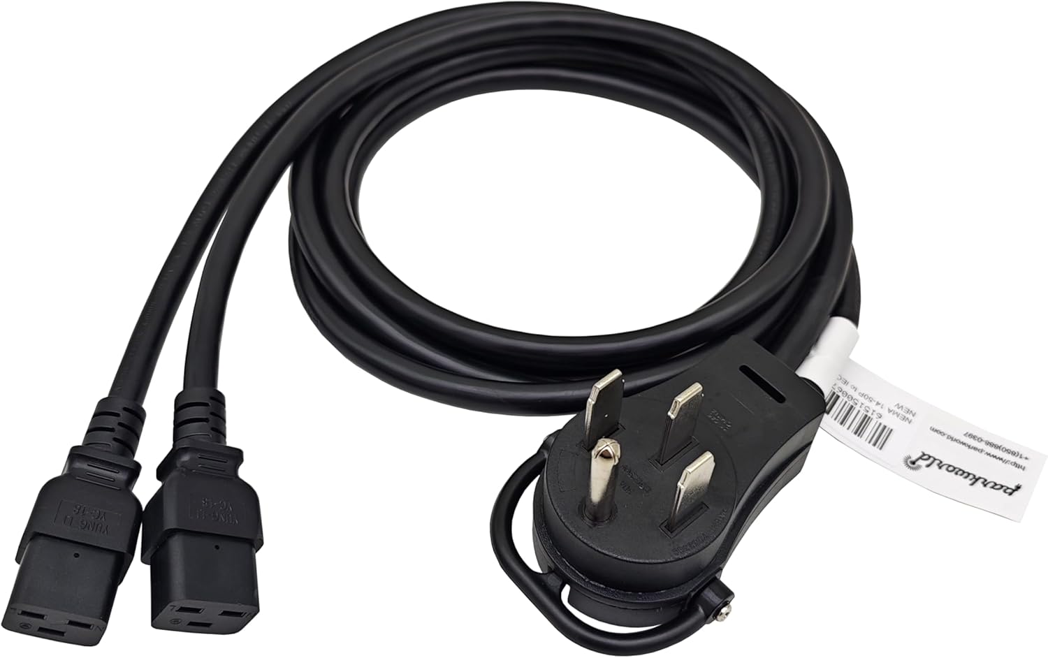 Parkworld NEMA 14-50P to (2) C19 Splitter Adapter Power Cord Output 20 Amp 250-Volt (6FT)