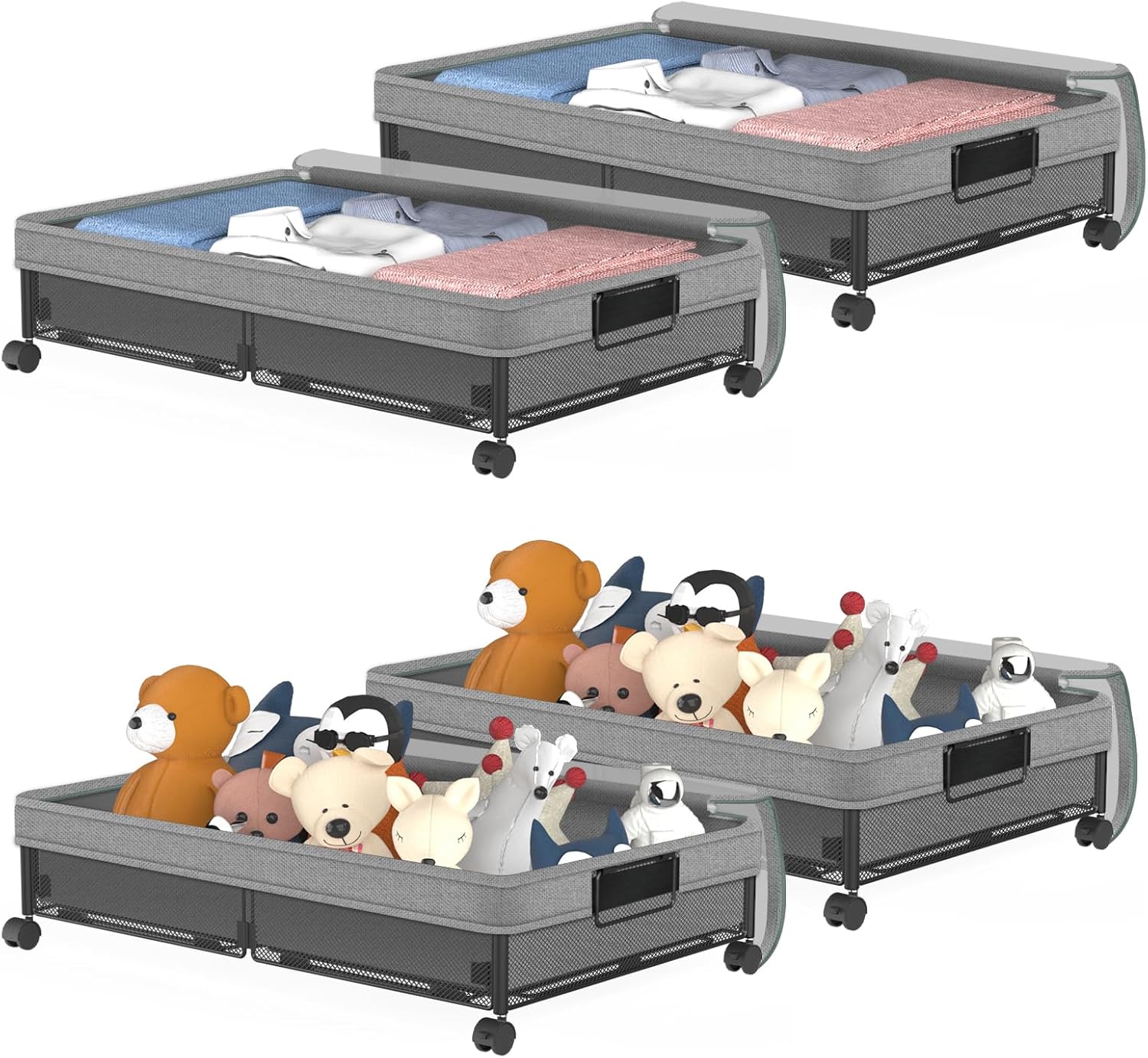 VyGrow Under Bed Storage with Wheels & Removable Dust Bags