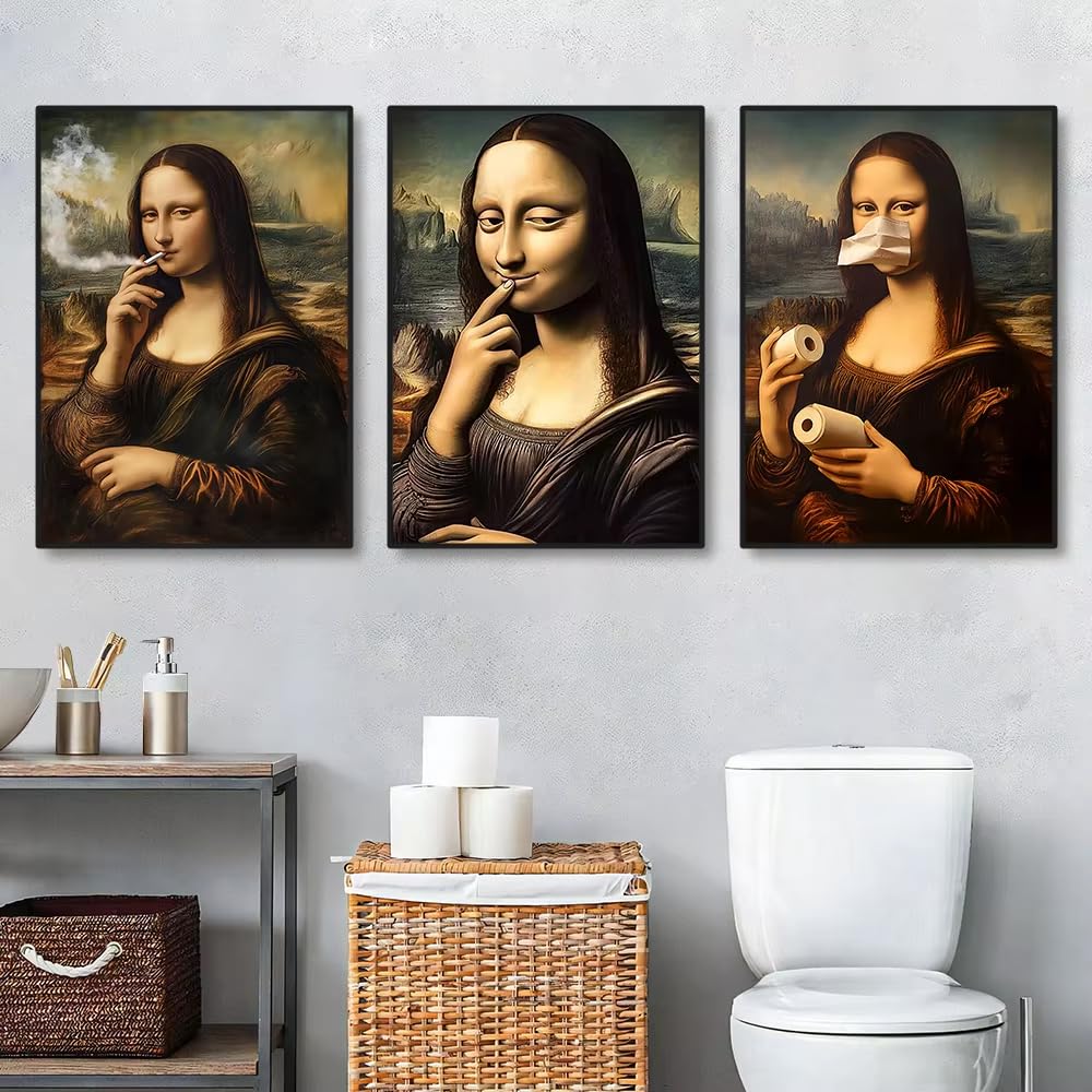 AEFOUU 3pcs the Mona Lisa Famous Canvas Paintings By Leonardo Da Vinci Wall Art Posters and Prints Classical Art Picture Decor(30x42cm/12x17in/Frameless)