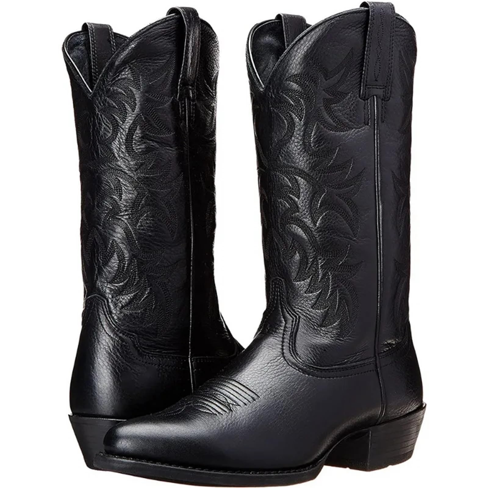 Santiag Femme Bottes Confortables en Cuir, Bottes for Hommes jusqu'aux Genoux, Bottes for Hommes, Bottes de Travail décontractées for Hommes, Grande Taille 46(Black,40)