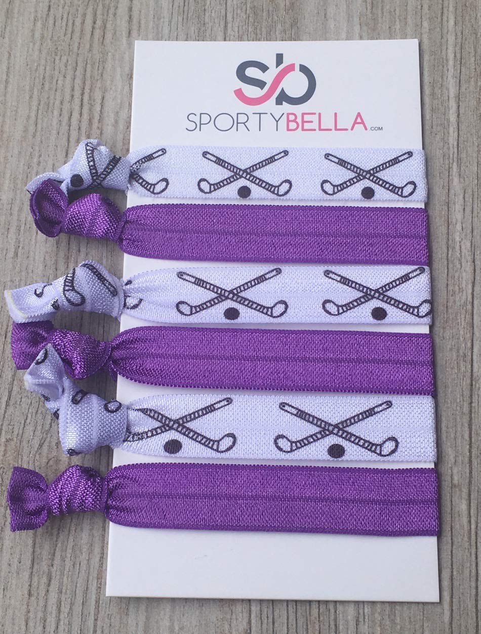 Field Hockey Hair Ties, No Crease Elastic Hair Elastics Set, Purple, 6 Count, For Girls
