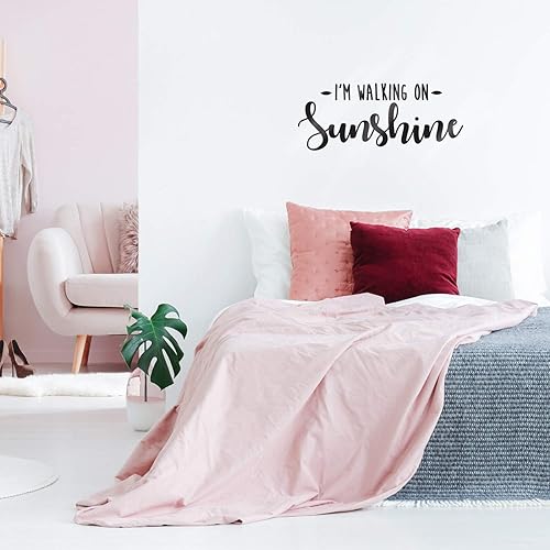 Miniatura 1 de Calcomanía de vinilo para pared, diseño con texto en inglés "I Walking On Sunshine", 10.5 x 25.5 pulgadas, positiva y moderna, para el hogar,