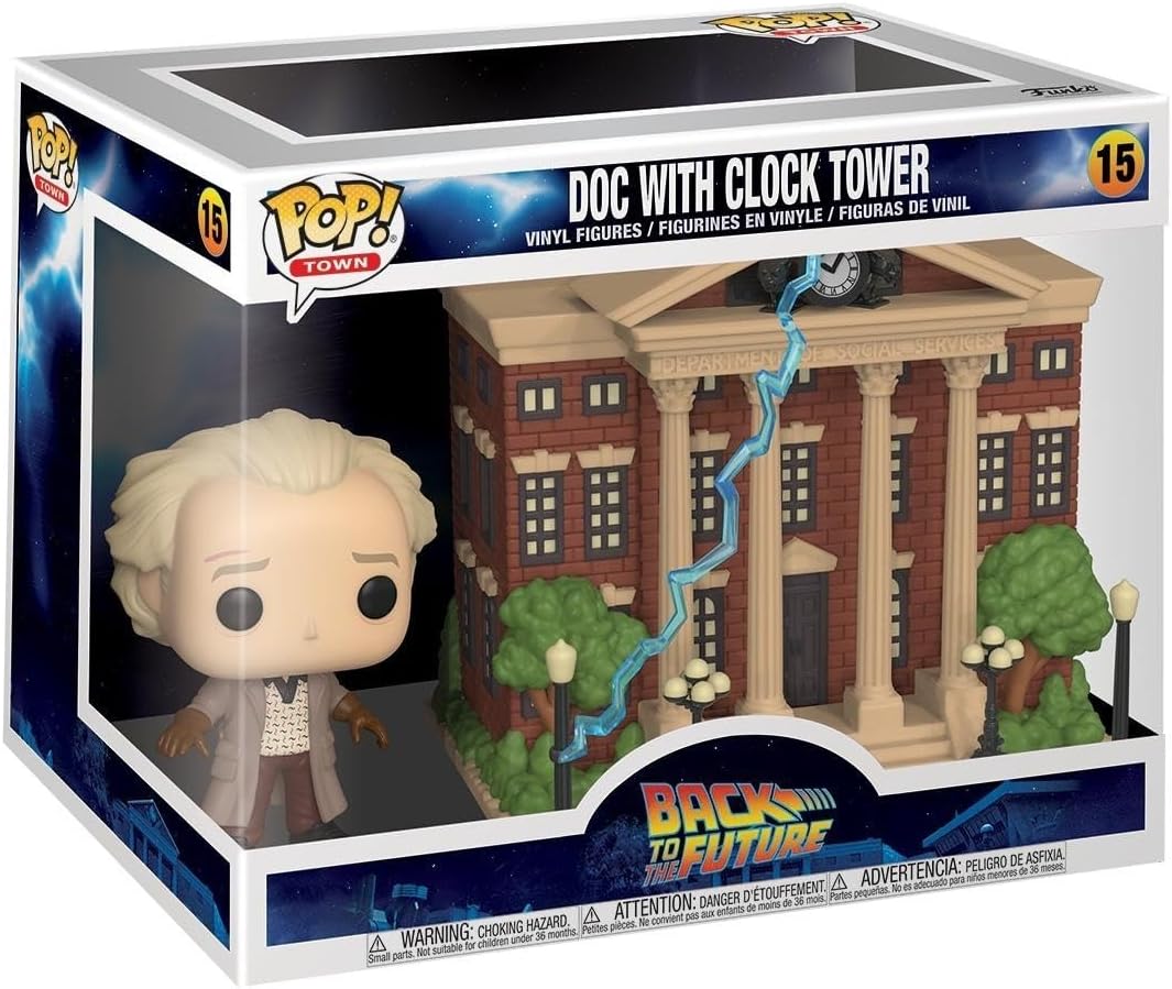 Funko POP! Town: BTTF - Dr. Emmett Brown - Doc With Clock Tower - Back to the Future - Collectable Vinyl Figure - Gift Idea - Official Merchandise - Toys for Kids & Adults - Movies Fans