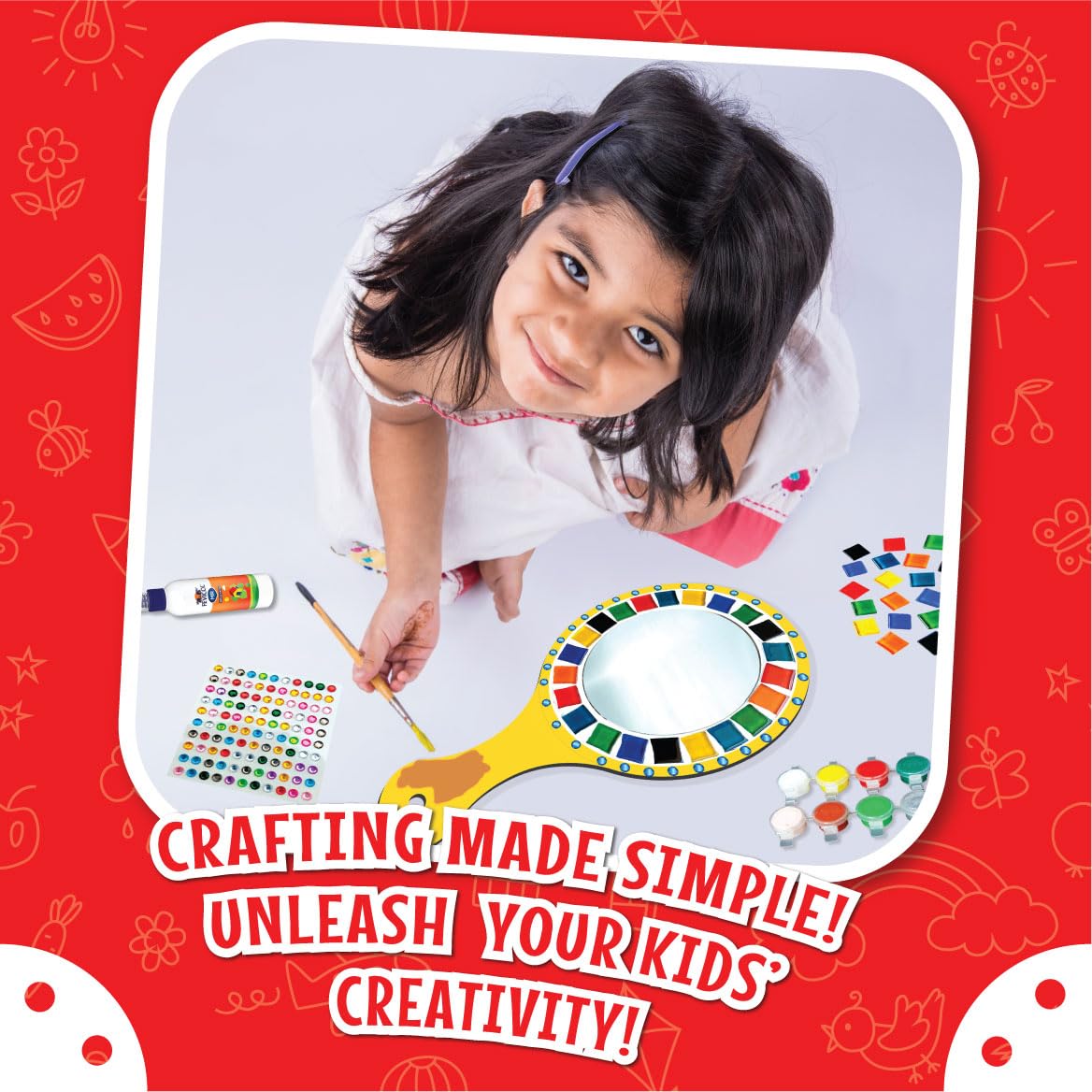 WONDRBOX Mosaic Mirror Art Kit | Art and Craft Kit for Girls 6-12 | Coloring & Painting Kit | Toys for Kids | Birthday Gifts for Girls Age 6 7 8 9 10 11 12 1