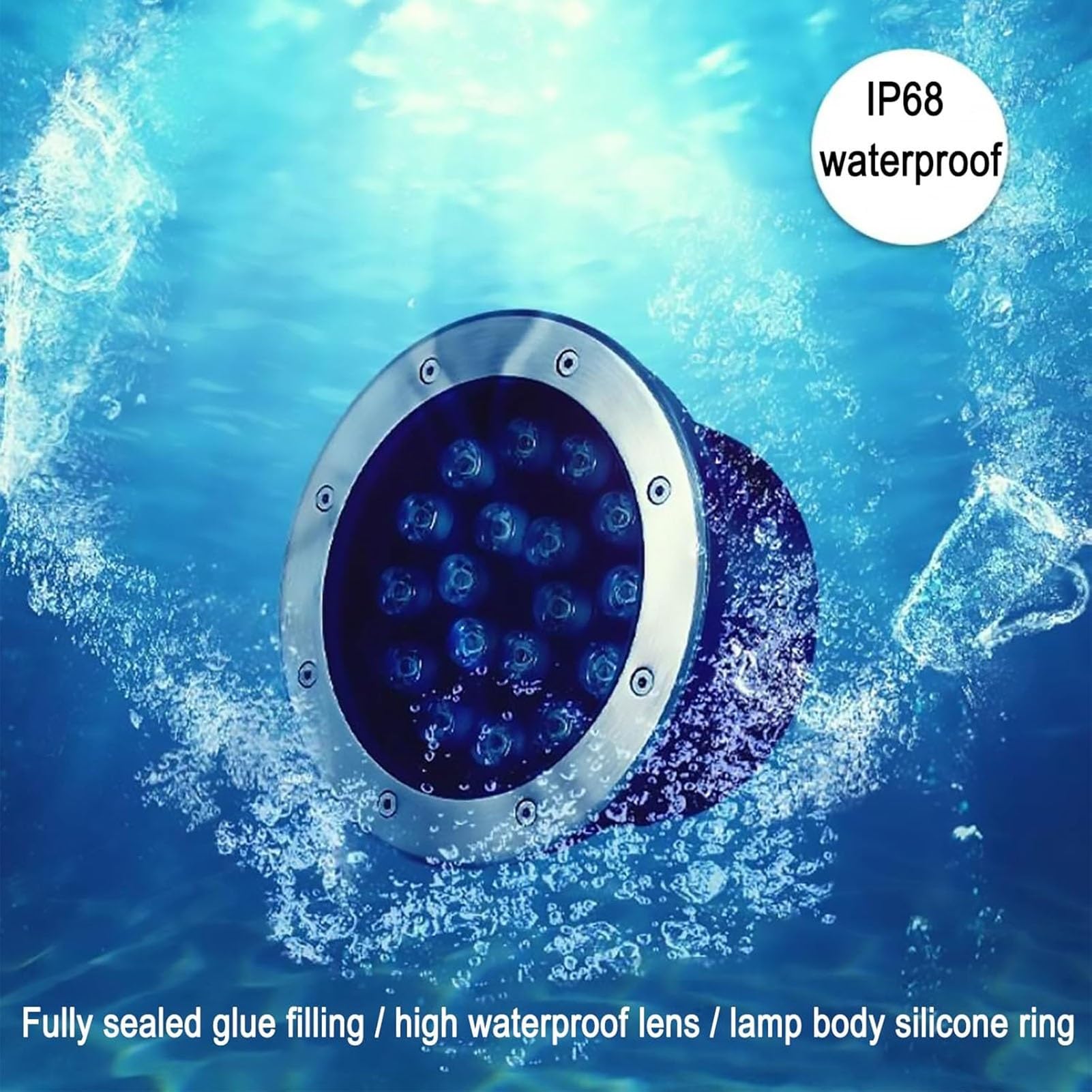 Luces De Paisaje Submarino - 12/24V Foco LED Piscina, Foco Sumergible IP68, Foco Sumergible LED con Cambio De Color RGB, para Jardín, Focos De Piscina, con Mando A Distancia(24V,9w)