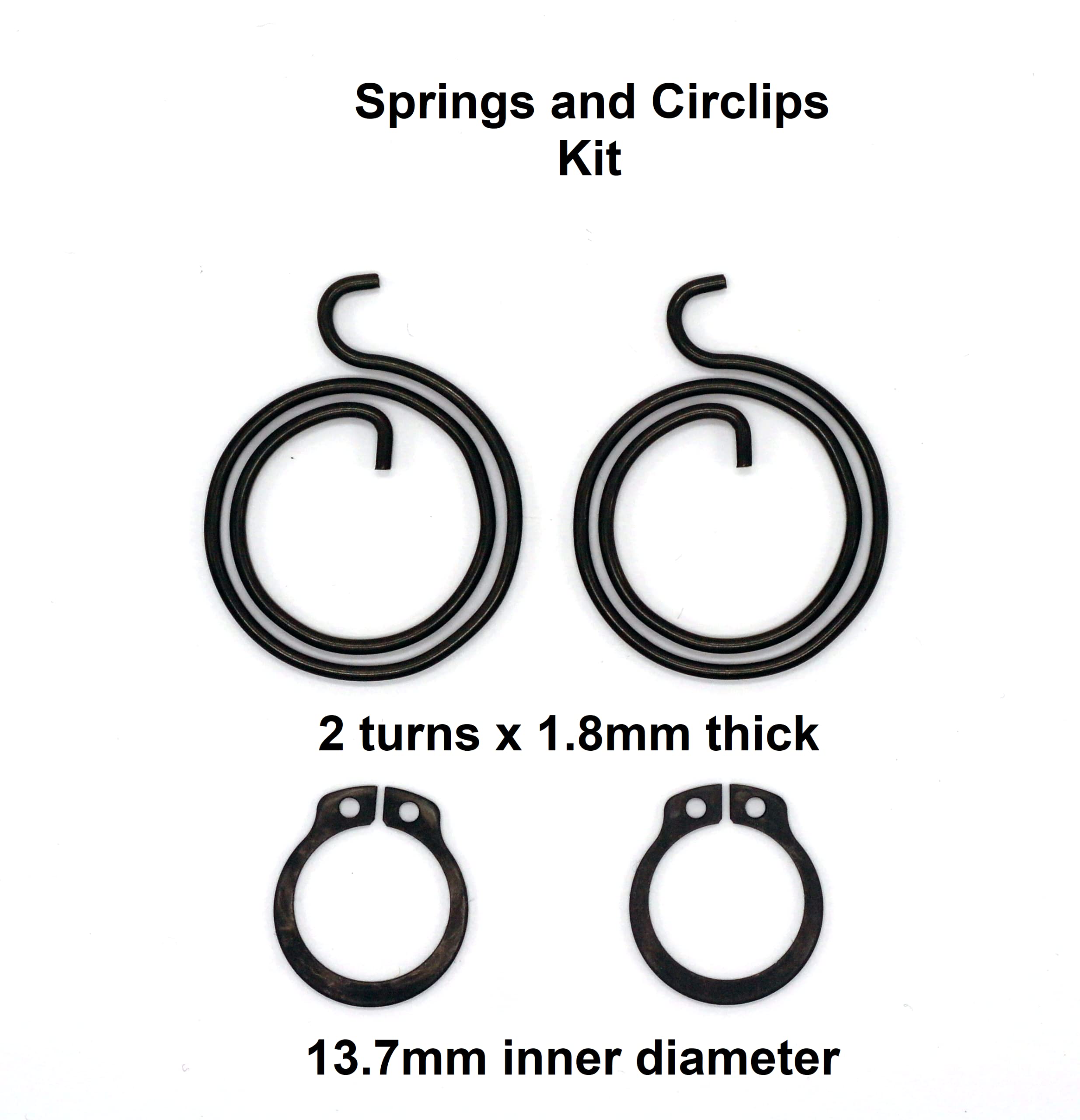Door Handle Repair Kit 4 Springs 2 Turns x 1.8mm Thick and 4 Circlips of 13.7mm Inner Diameter Pack of 8 (4 Springs and 4 Circlips) (2 Turns x 1.8mm Kit) - Image 2