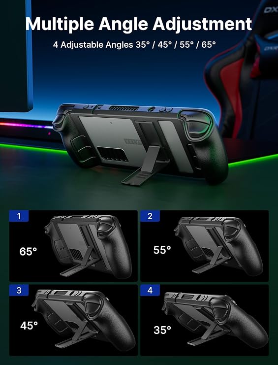 JSAUX PC0104 ModCase for Steam Deck + PC0105 Steam Deck Case with Adjustable Angle Stand