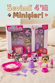 4l  Sevimli Mini  K pekler ve Aksesuarl  Veteriner Oyun Seti - E itici Fig r Oyuncak