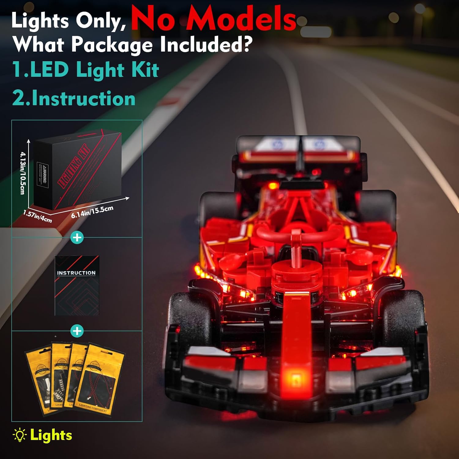 LocoLee Light kit Compatible with Lego 77242 Ferrari SF-24 F1 Race Car - No Model Only Light, LED Lighting Accessories Compatible with Lego Ferrari SF-24 77242