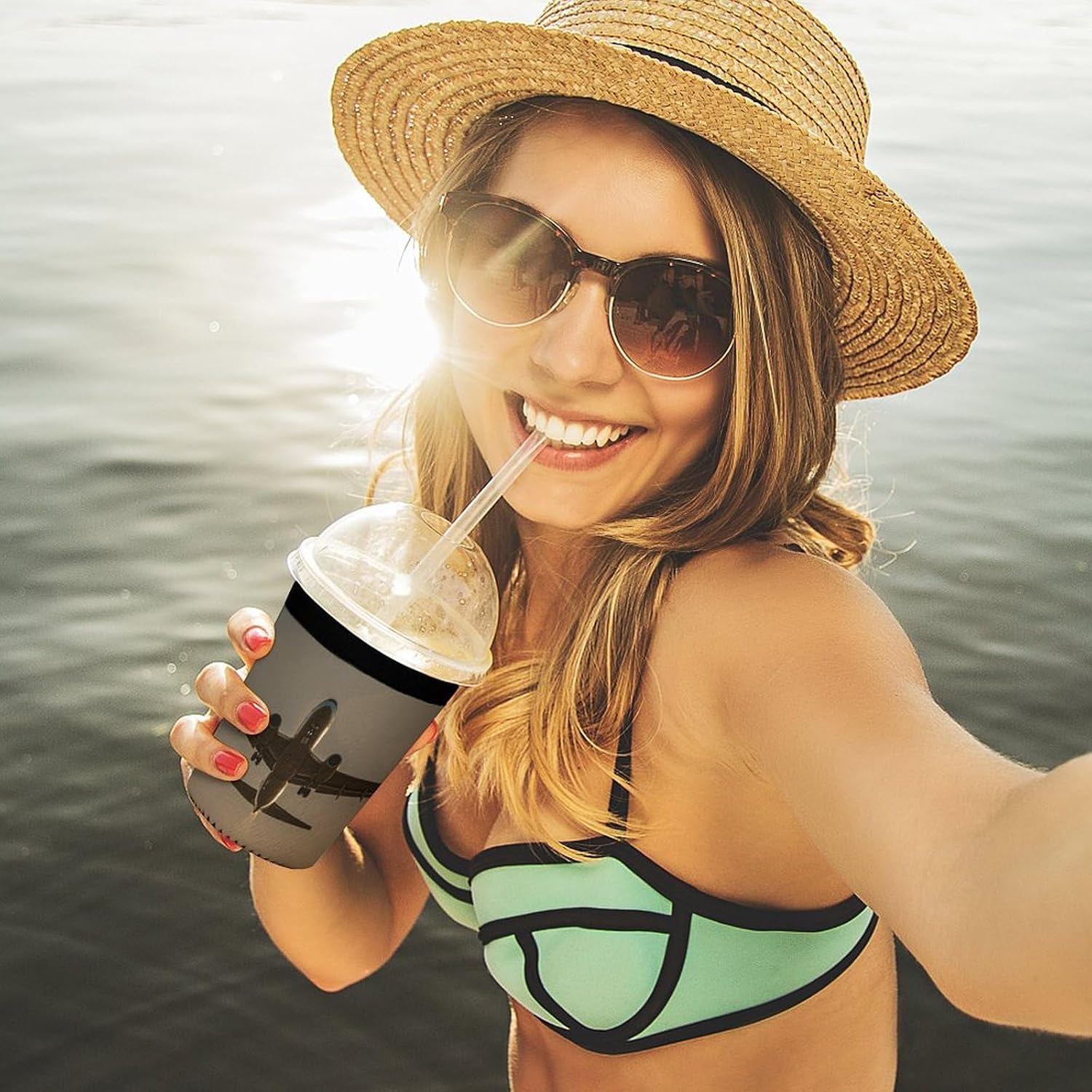 3 Pack Neoprene Cup Sleeves, Stretchy Reusable Drink Cup Cover Universal