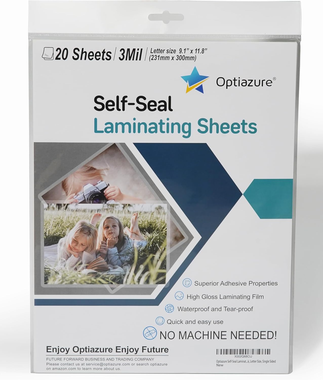 Self-Seal Laminating Sheets 9.1″x11.8″ Inches, 3mil 20Pack, Letter Size, Single Sided