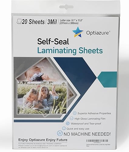 Miniatura 8 de Hojas de laminación autosellantes de 9.1 x 11.8 pulgadas, paquete de 50 unidades de 3 mil, tamaño carta, de una cara