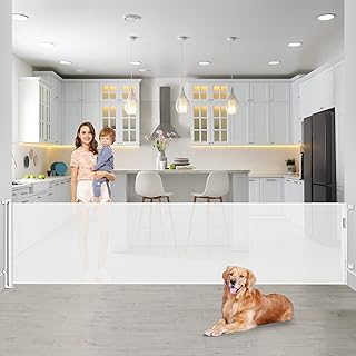 90 Inch Extra Wide Baby Gate for Large Openings Retractable Baby Gates for Doorways Long Baby Gates Indoor Extra Long Pet Gates for Dogs Extra Wide Dog Gates for The House, White