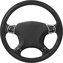 Car Steering Wheel Cover, Leather, Steering Wheel Cover for Car 37-38 cm, Universal Steering Wheel Cover, Anti-Slip, Universal Black