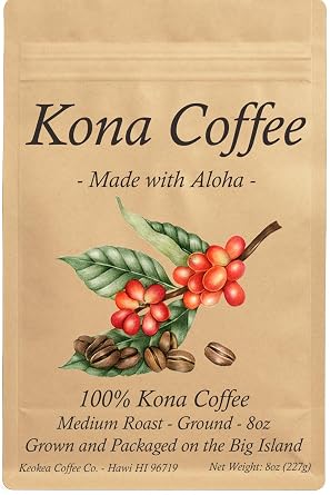 100% Kona Coffee - Ground - Medium Roast - 1 lb 16oz - Farm Fresh - Grown and Packaged on the Big Island of Hawaii - Keokea Coffee Co.