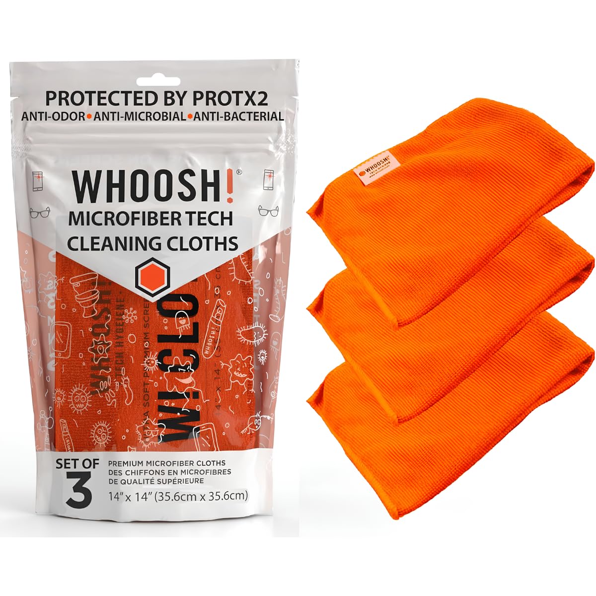 Whoosh XL antybakteryjne ściereczki do czyszczenia z mikrofibry (3 sztuki)