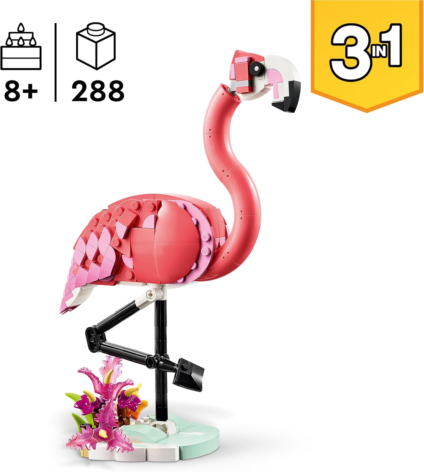 LEGO Creator Animal: Pink Flamingos Toy Toy Birthday Present Block Girls Boys Children 8 Years 9 10 Years Old Elementary School Animal Creature 31170