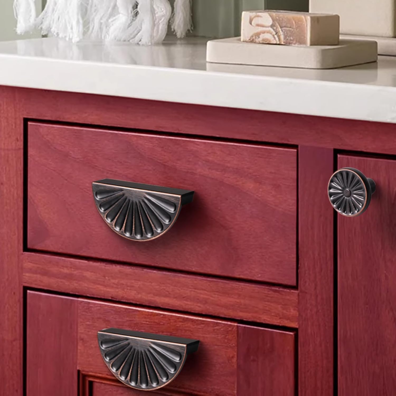10 Pack Oil Rubbed Bronze Cabinet Pulls 3 Inch Hole Center Cup Drawer Pull Dresser Sunflower Handles Bathroom Kitchen Cupboard Hardware Furniture Wardrobe Door Handle Zinc Alloy