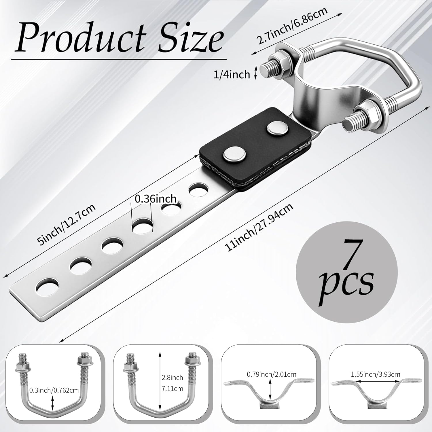 7 Pcs Exhaust Hangers Flexible Swivel Tail Pipe Silver Heavy Duty Muffler Bracket Universal Exhaust Tailpipe Hanger for Routine Vehicle Maintenances