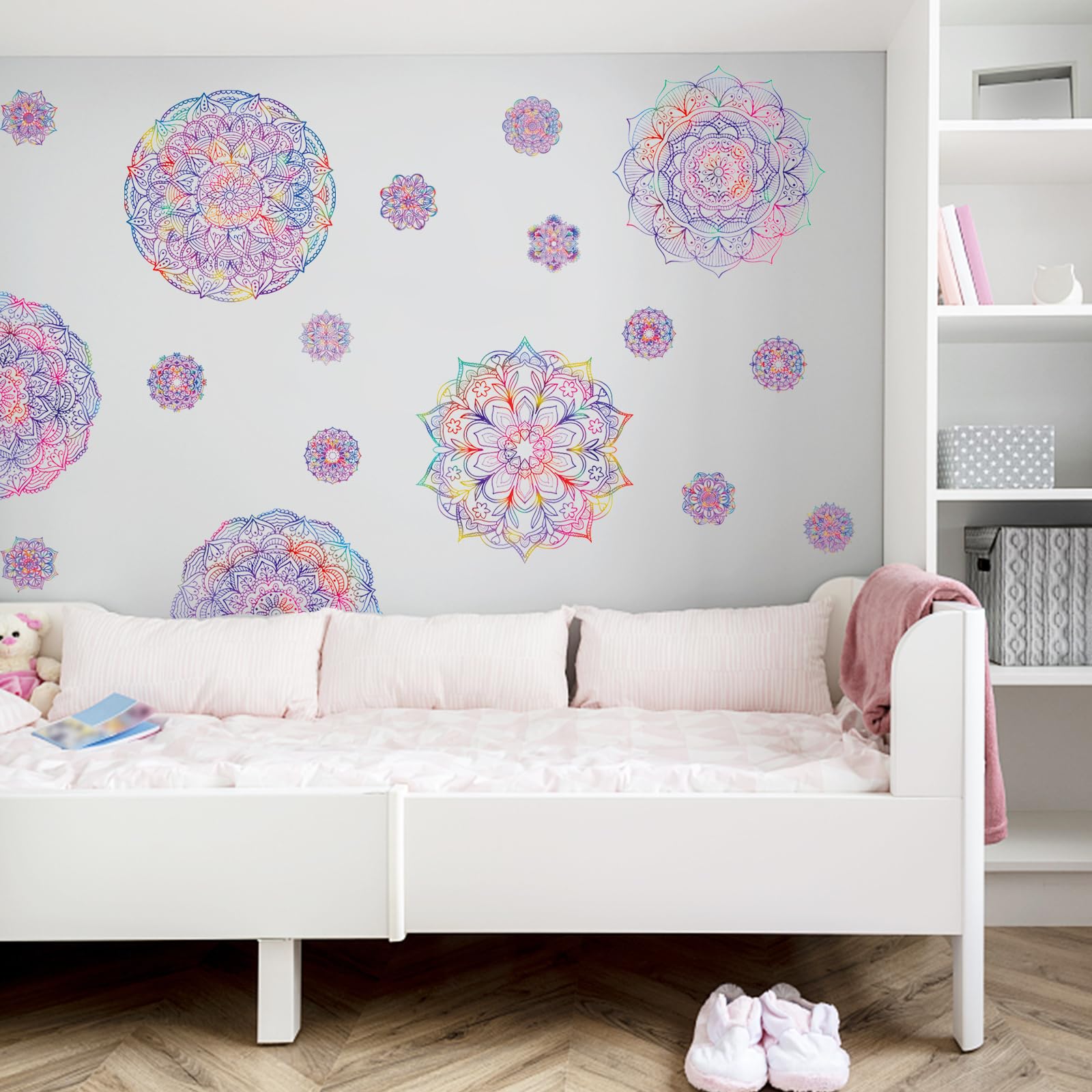 PLIGREAT 2 Sheets Purple Mandala Wall Decal Removable Vinyl Wall Sticker for Bedroom Living Room Yoga Studio Background Wall Mural Decor DIY Creative Art Bohemian Home Indoor Decorative - Image 4