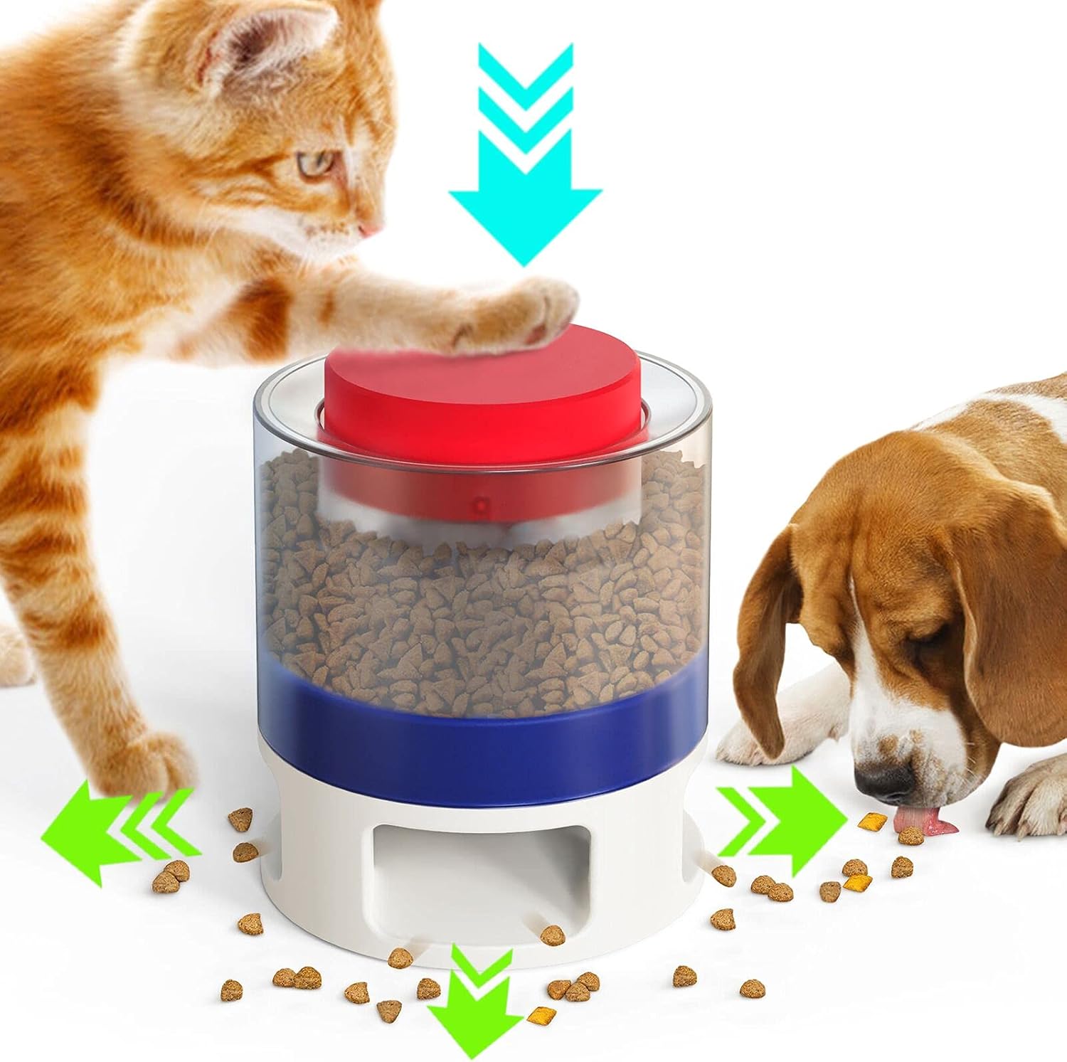 Automatic Dog and Cat Feeders - Pet Press Slow Food Feeder - Puppy Kitty Puppies Interactive Toys Toy - Auto Food Dispenser