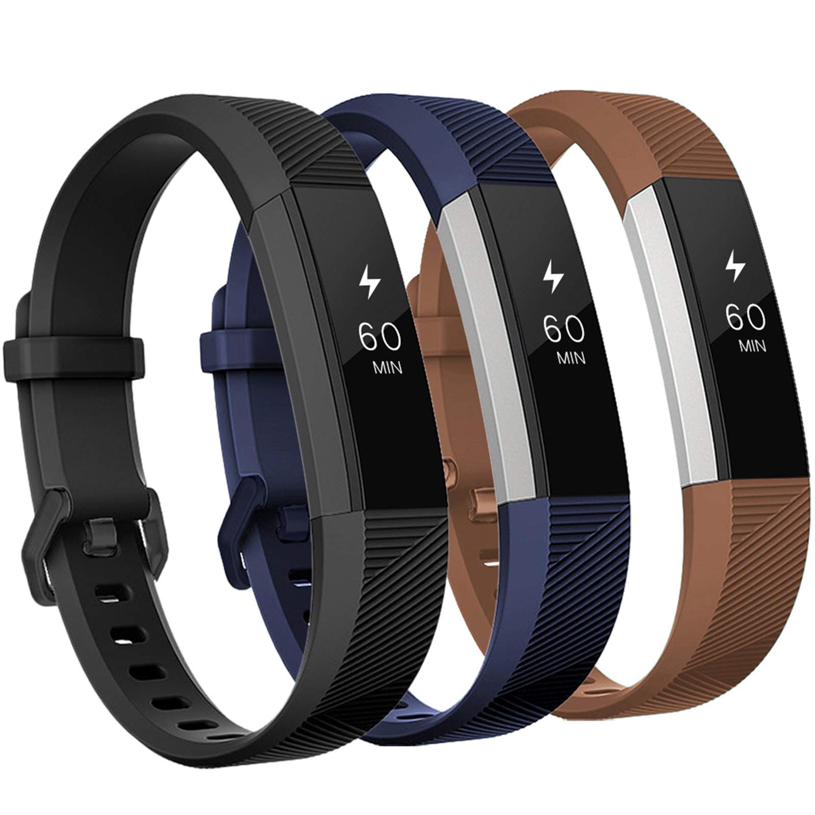 GEAK Bands Compatible with Fitbit Alta and Fitbit Alta HR, 3 Pack Soft Silicone Wristbands for Fitbit Alta HR Bands with Secure Metal Buckle for Men Women,Small Large