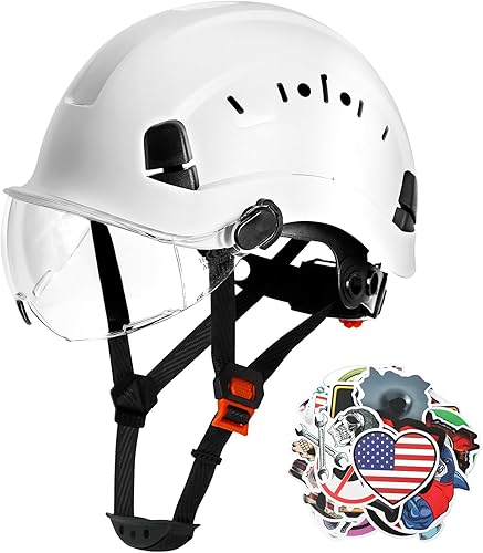AOLAMEGS Casco de seguridad para la construcción con visera ANSI Z89.1, aprobado por la OSHA, casco de seguridad de construcción, cascos blancos