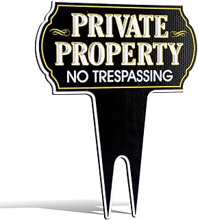 Signs Authority Metal Yard Sign -- Private Property No Trespassing Sign - Durable Heavy Duty Dibond Aluminum - Protect your Home, Safety and Privacy Warning Sign 15 X12"
