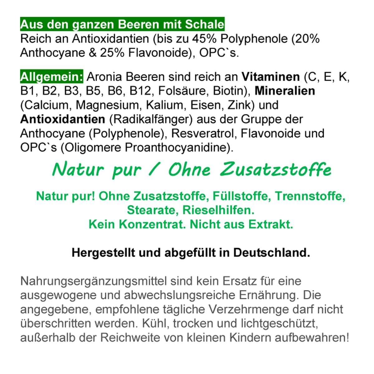 Aroniabeere Aronia 360 (3x120) Kapseln OPC + Antioxidantien (Radikal Fänger) + Vitamine C+E+K - Anthocyane + Flavonoide für Immunsystem & Abwehrkräfte - NATUR PUR ohne ZUSATZSTOFFE. 26855-3