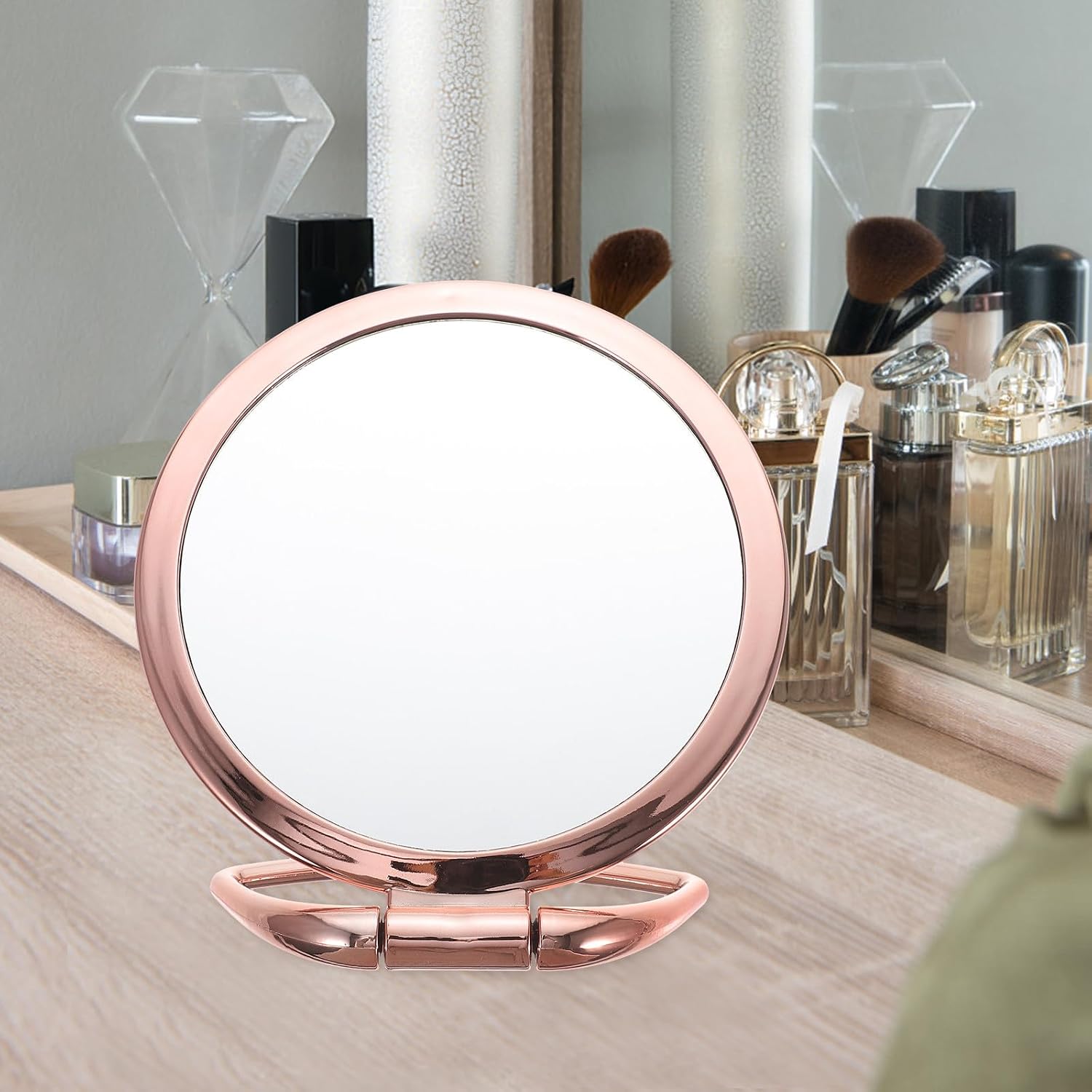 PATKAW Double Sided Folding Handheld Mirror with Magnification Lightweight Portable Desktop Makeup Mirror for Skin Care and Beauty Salon Use image 5