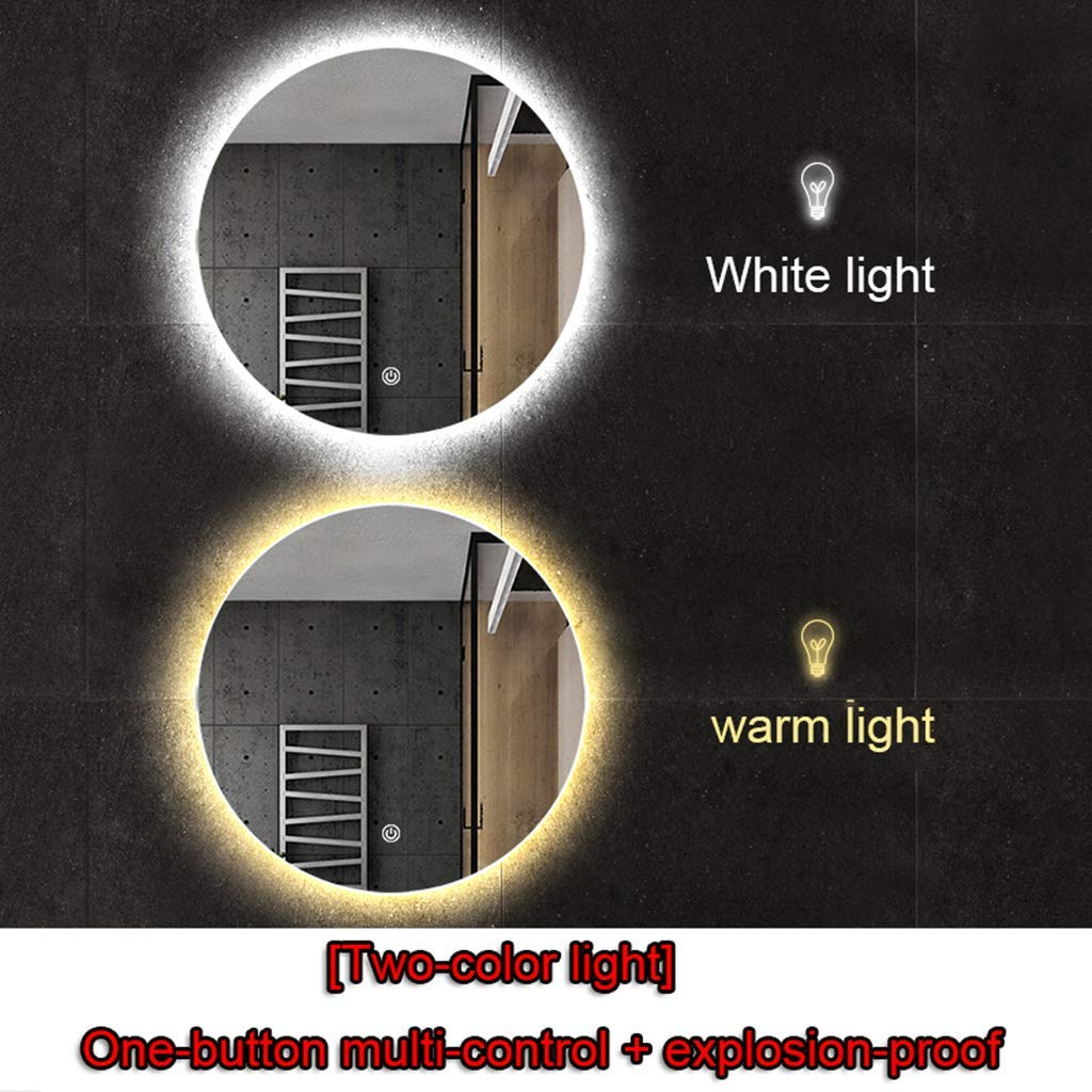 Specchio da Bagno Rotondo a Parete Illuminato a LED/Specchio retroilluminato Senza Cornice/da Barba (50/60/70/80cm)