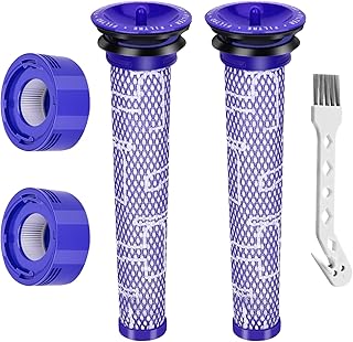 4 Stück V8 Filter für Dyson, Ersatzfilter Kit für Dyson V7 V8 Animal Absolute Motorhead Cordless Staubsauger with 2 HEPA-Nachfilter, 2 Vorfilter, 1 Bürste, Ersatzteile Zubehor # 965661-01 & 96747801