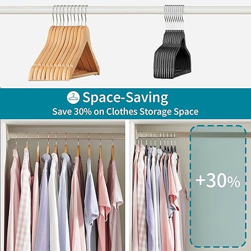 Miniatura 3 de Paquete de 30 perchas de ropa, perchas de plástico antideslizante, gancho giratorio de 360, ahorro de espacio, 0.2 pulgadas de grosor, resistentes,