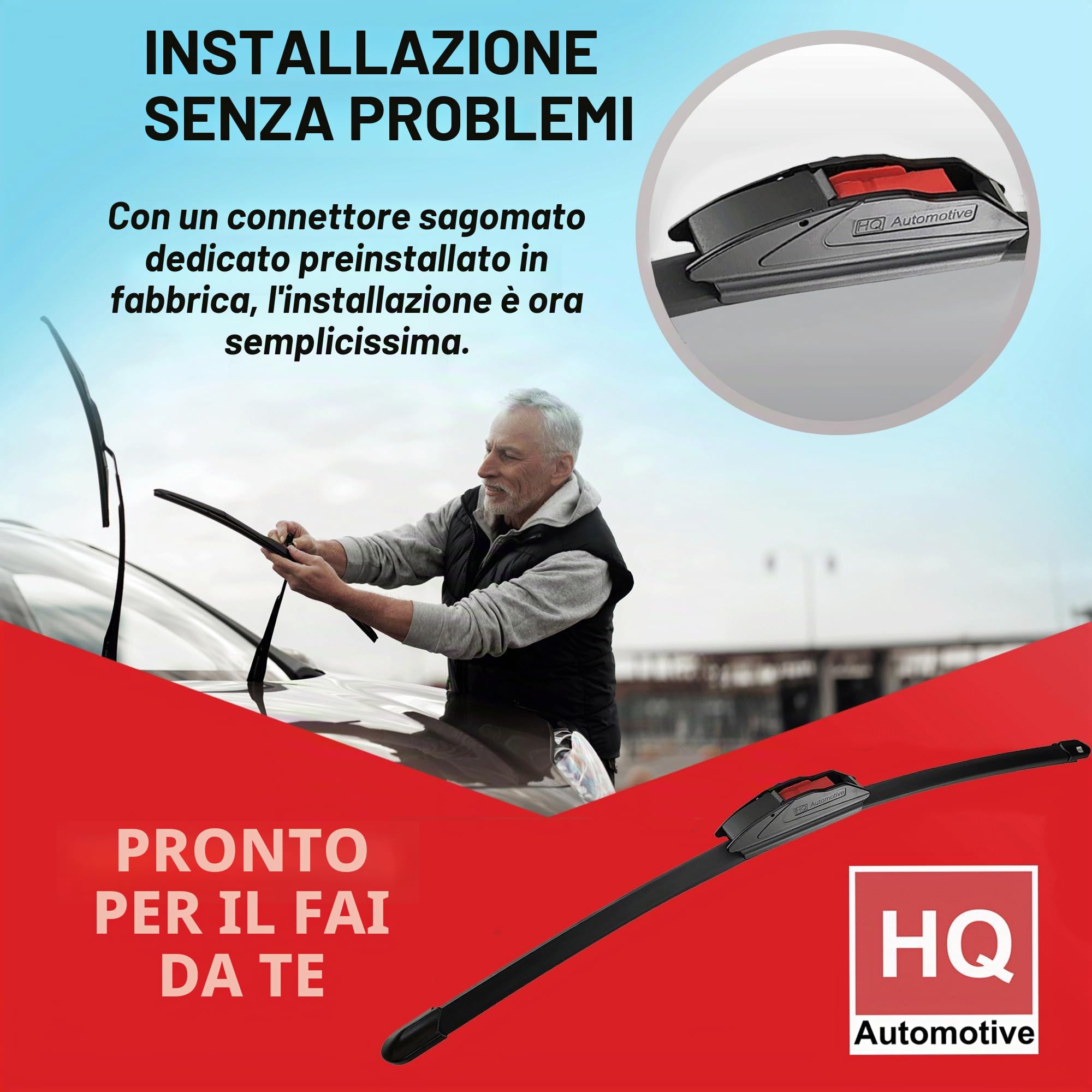 HQ Automotive Spazzole tergicristallo per Nissan Qashqai J11E (2013-2021) kit anteriore e posteriore, Ad61-621|Hq12D-V2